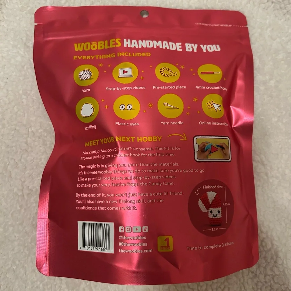 The Woobles Crochet Kit Peppi the Candycane Walmart Exclusive Holiday - Picture 2 of 2